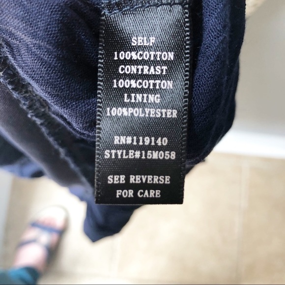 Double Zero Boho Crochet, Navy Ruffled Top Sz  M - Picture 8 of 9